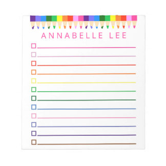 Bloc-note Liste des tâches Crayon coloré Personnaliser