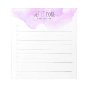 Bloc-note Liste des tâches d'aquarelle Ombre violet