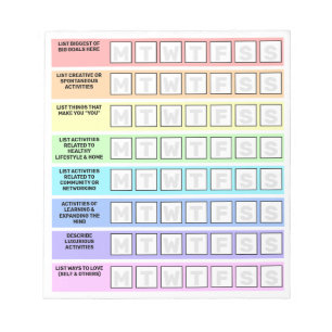 Bloc-note Liste des tâches Rainbow Équilibre de la vie de tr