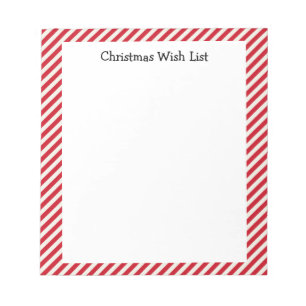 Bloc-note Liste des voeux de Noël rouge et blanc