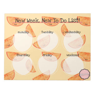 Bloc-note Liste hebdomadaire des activités, Kawaii Orange Sl