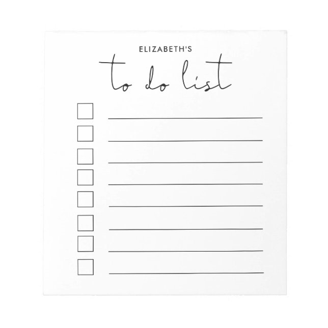Bloc-note Liste Minimaliste à faire (Devant)