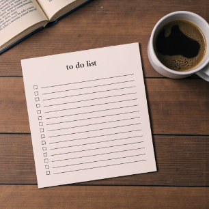 Bloc-note Liste Minimaliste Rose Pâle À Faire Simple Profess