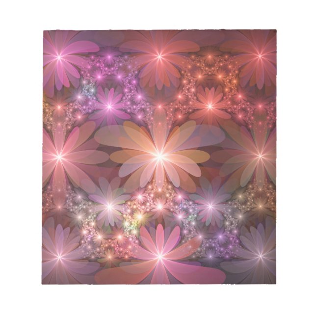 Bloc-note Lit De Fleurs Coloré Brillant Art Fractal Abstrait (Devant)