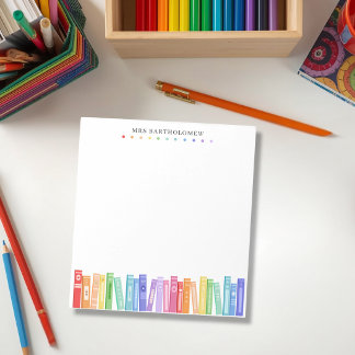 Bloc-note Livres de couleur arc-en-ciel enseignant scolaire 