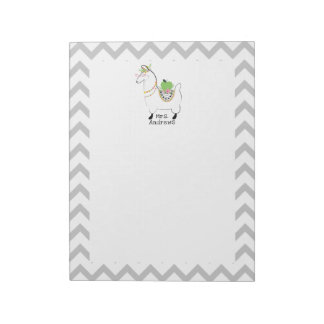 Bloc-note Llama Enseignant Pomme verte Floral Chevron