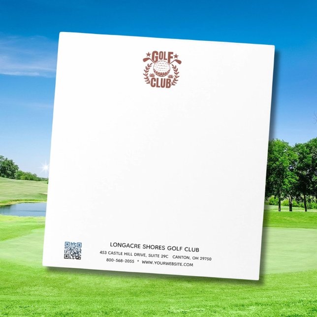 Bloc-note Logo de club de golf et code QR non ligné (Créateur téléchargé)