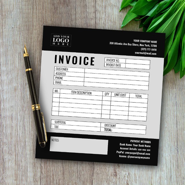 Bloc-note Logo de facture professionnelle personnalisée mini (Créateur téléchargé)