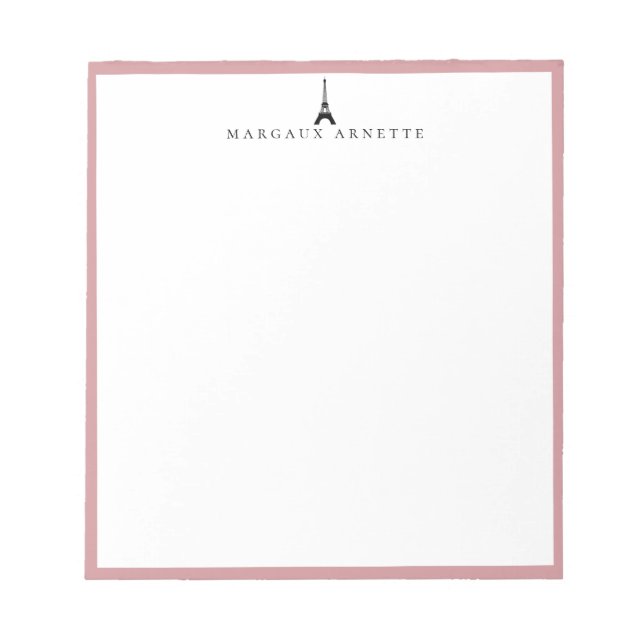 Bloc-note Logo de la Tour Eiffel Cadre Rose (Devant)