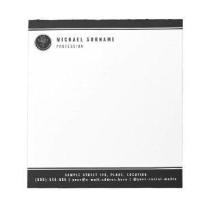 Bloc-note Logo et texte personnalisés noir et blanc minimali