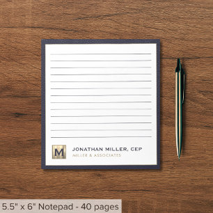 Bloc-note Logo initial Blue and Gold Professional