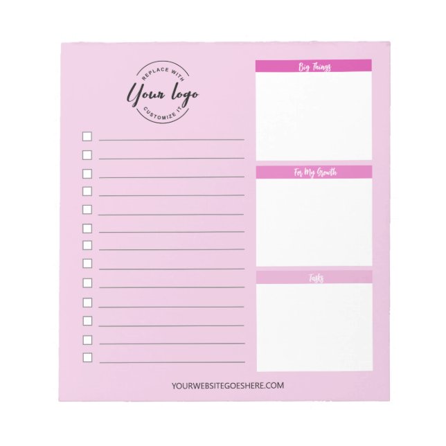 Bloc-note Logo Pink Custom Business site Web Promotions (Devant)