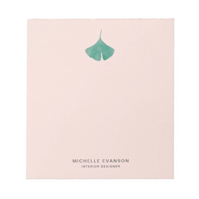 Bloc-note Logo Pink Ginkgo Pink Bleu Simple Nature (Devant)