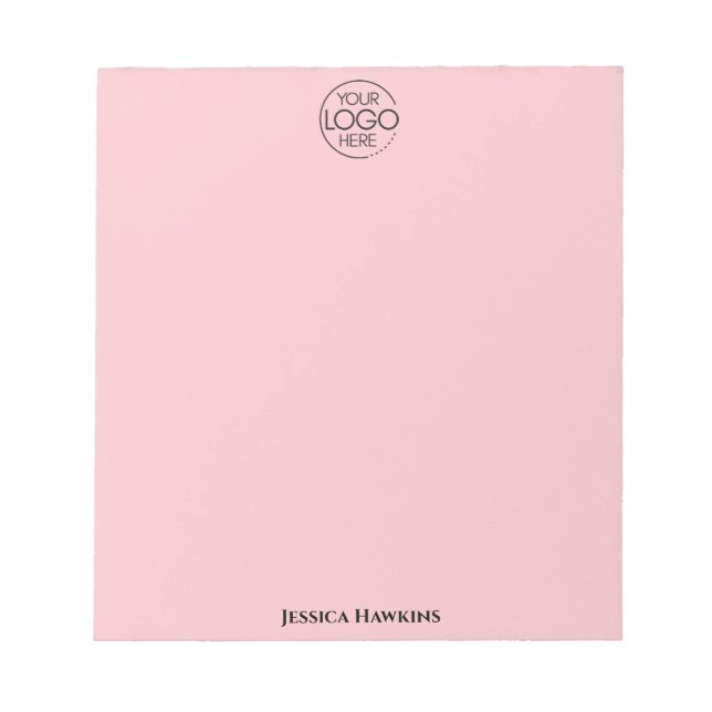 Bloc-note Logo simple de papeterie personnelle rose (Devant)