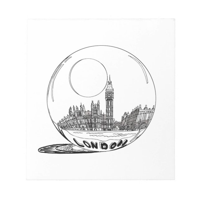 Bloc-note Londres dans une boule de verre. (Devant)