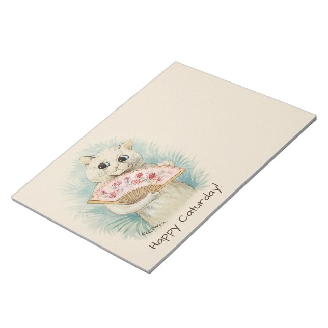 Bloc-note Louis Wain Chat blanc avec ventilateur CC0038 (Incliné)