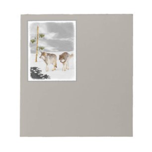 Bloc-note Loups dans la peinture de neige - Art original de