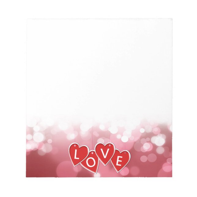 Bloc-note Love Lettering Red Hearts (Devant)