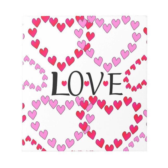 Bloc-note LOVE ROUGE ROSE DE Tiny Hearts (Devant)