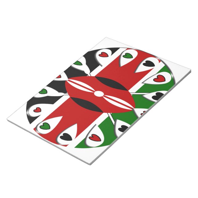 Bloc-note Lovely Hearts Kenya : Drapeau Art Motif (Incliné)