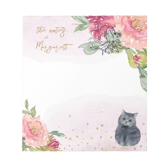 Bloc-note Loving Cat Illustration Girl Daily Activity Notes (Devant)
