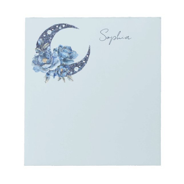 Bloc-note Lune Florale Bleue (Devant)