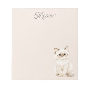 Bloc-note Lunettes de chat blanc crème violet