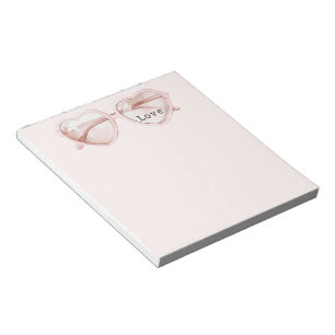 Bloc-note Lunettes de cœur rose Amour