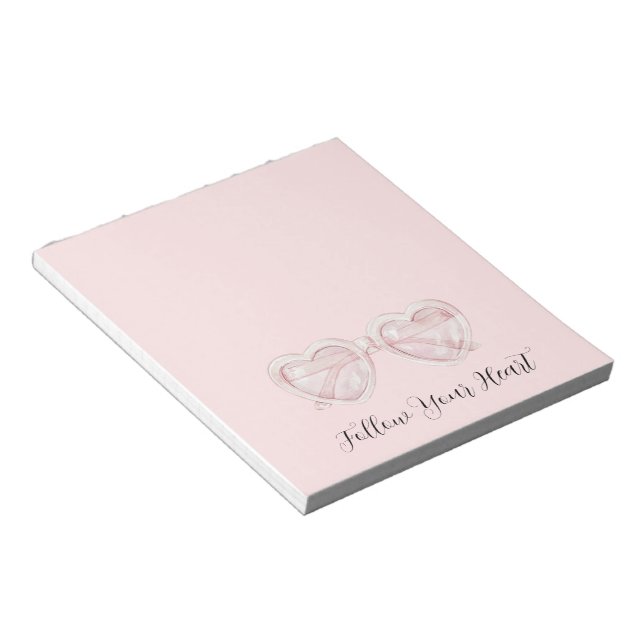 Bloc-note Lunettes de soleil Cœur Rose Pâle   (Incliné)