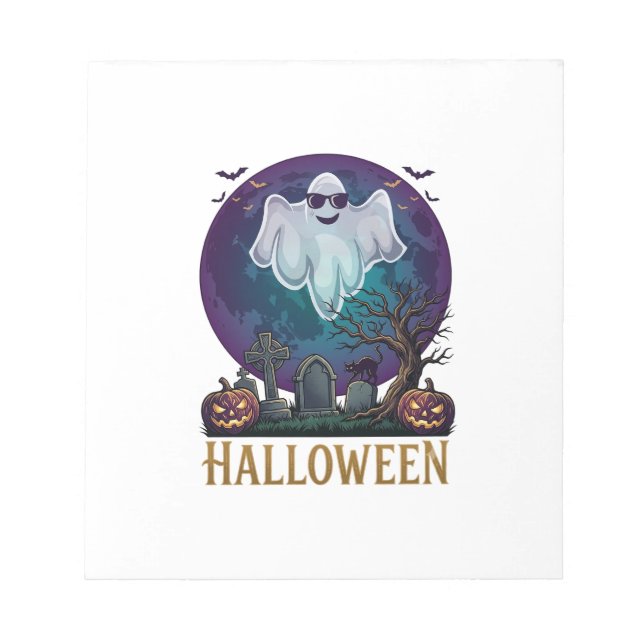 Bloc-note Lunettes de soleil fantôme Halloween Violet Lune C (Devant)