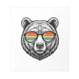 Bloc-note lunettes de soleil vintage ours graphisme vectorie