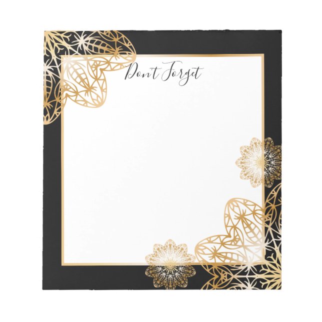 Bloc-note Luxueux Elégant Métallic Faux Gold Mandalas (Devant)