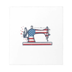 Bloc-note Machine à coudre patriotique Gravure vintage Vecto
