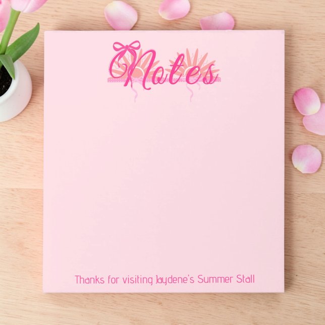 Bloc-note Magentia And Pink Bow With Sunburst (Soft pink colors for home or corporate giveaway. Promote your small business with style. )