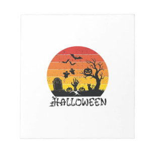 Bloc-note Main de zombie Halloween Pierre tombale Arbre Chat