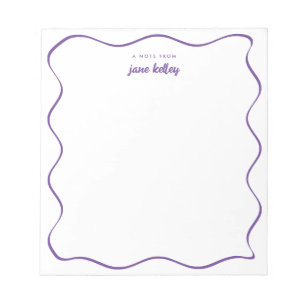 Bloc-note Main Tirée Bordure Wavy violet Personnalisé