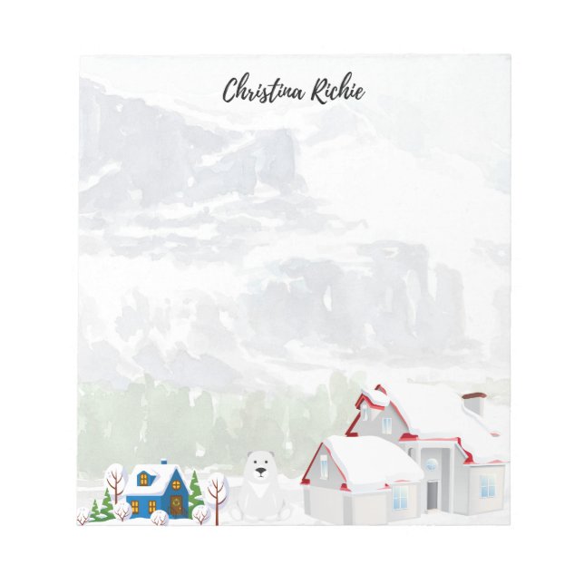 Bloc-note Maison d'hiver Dans le paysage aquarelle d'hiver (Devant)