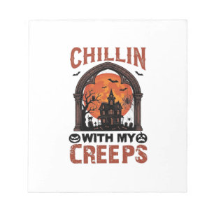 Bloc-note Maison hantée Halloween Chillin Creeps Lune Orange