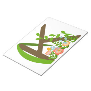 Bloc-note Majuscule K monogramme floral