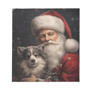Bloc-note Malamute d'Alaska avec le Père Noël de Noël