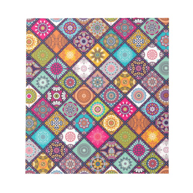 Bloc-note Mandala motif marocain coloré (Devant)