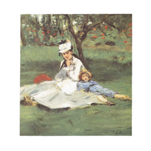 Bloc-note Manet Impressionniste Français Famille Jardin Pein