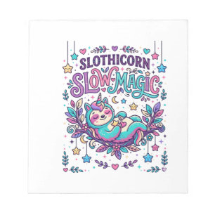 Bloc-note Marché Coloré de Magie Lente de Licorne Slothicorn