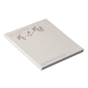 Bloc-note Mariage Minimaliste Moderne Prune
