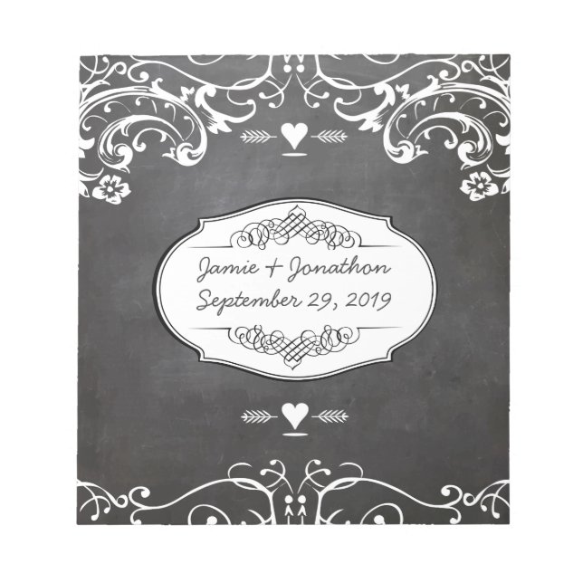 Bloc-note Mariages de typographie de tableau noir (Devant)