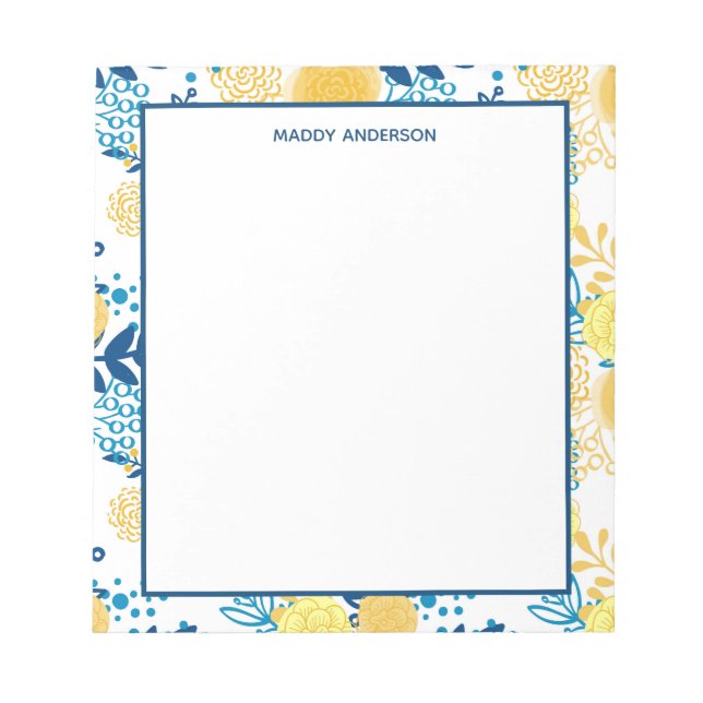 Bloc-note Marigolds bleu et jaune Motif personnalisé (Devant)