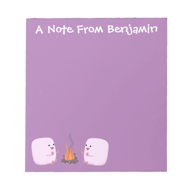 Bloc-note Marshmallows mignons roses par dessin animé sur le (Devant)