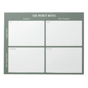 Bloc-note Matrice de priorité et de planification (Vert)