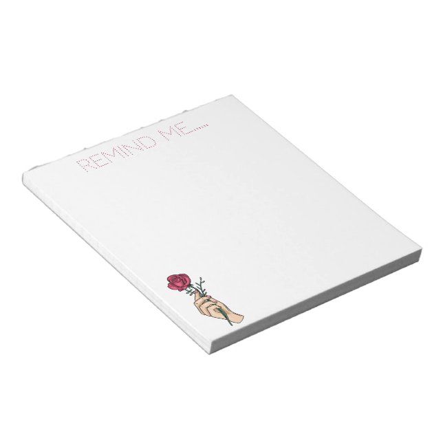 Bloc-note Me Rappeler La Main Tenue Rose Rouge (Incliné)