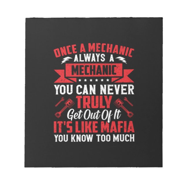 Bloc-note Mécanique Une Fois Mécanique Toujours Mécanique (Devant)